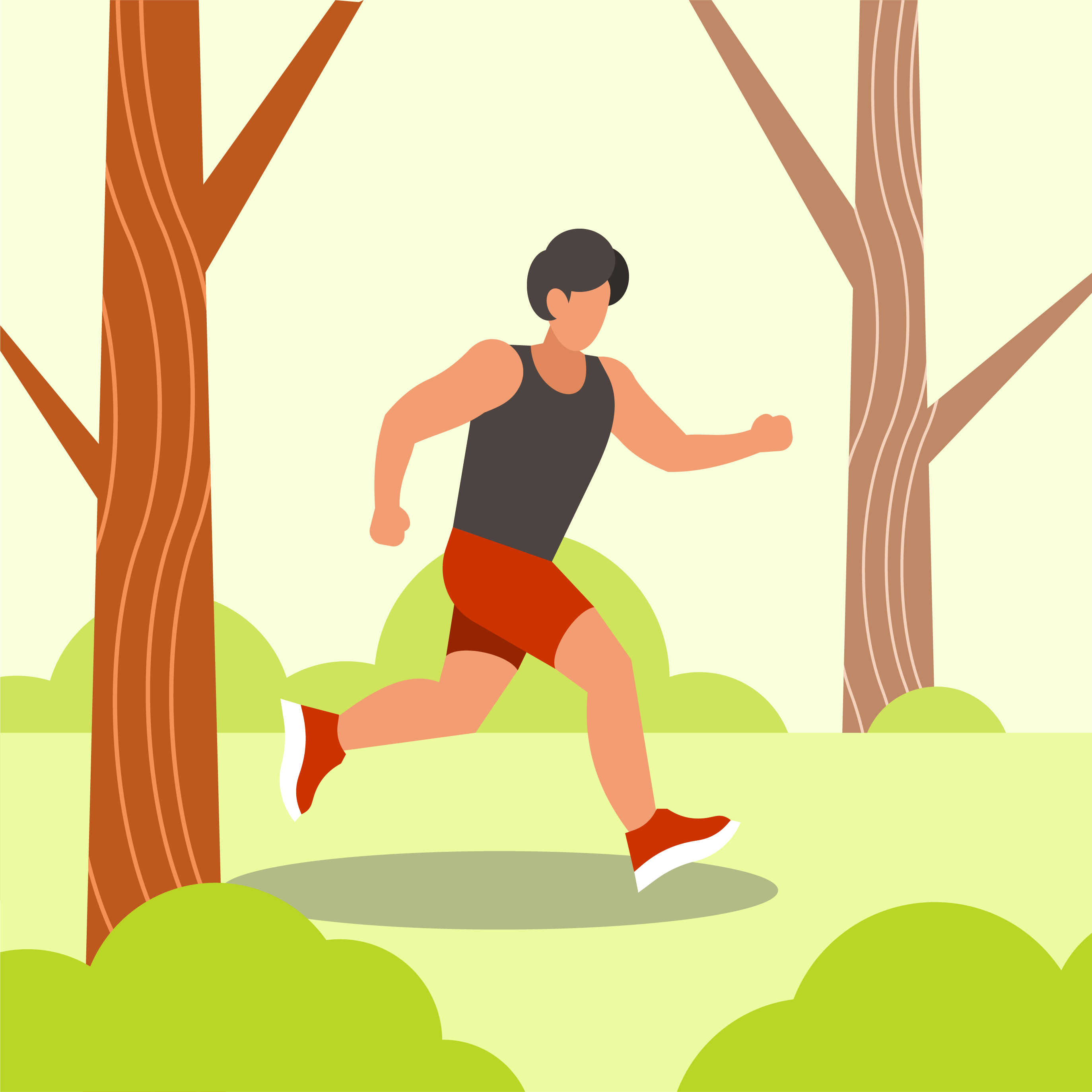 树林中跑步的人插图0