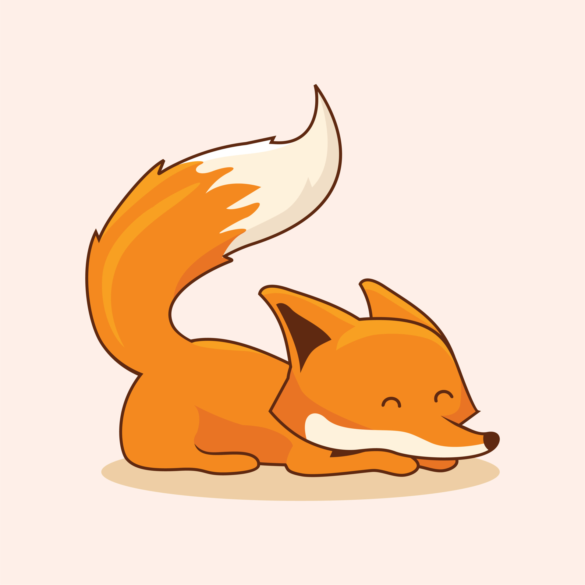 橙色狐狸卡通插图0