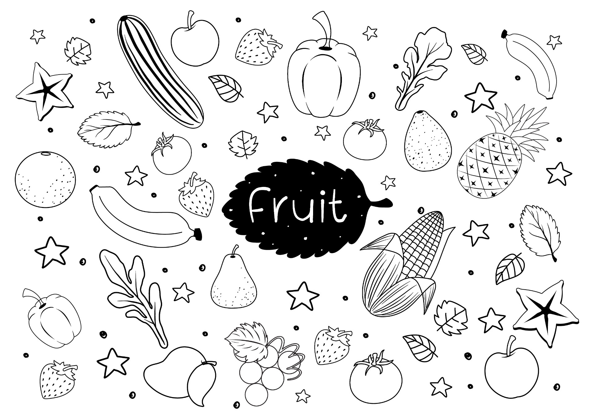 水果涂鸦素描插图0