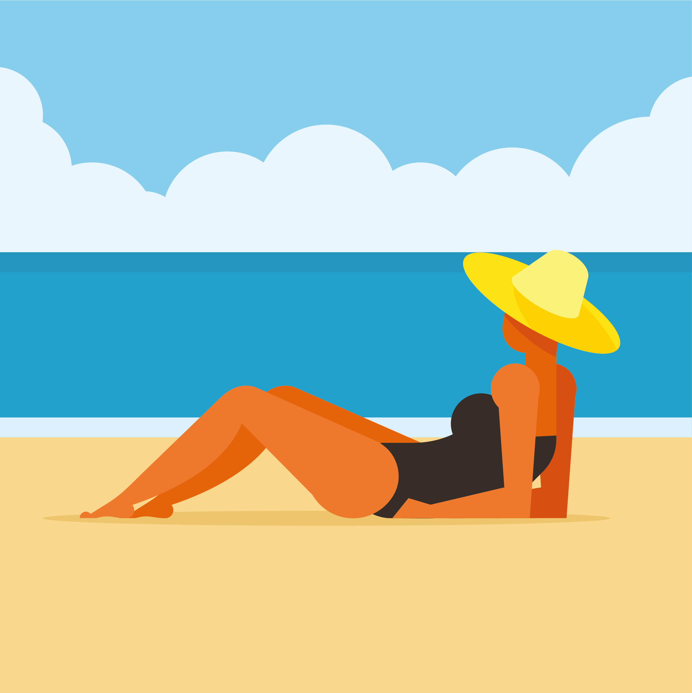 在沙滩晒日光浴的女士插图0