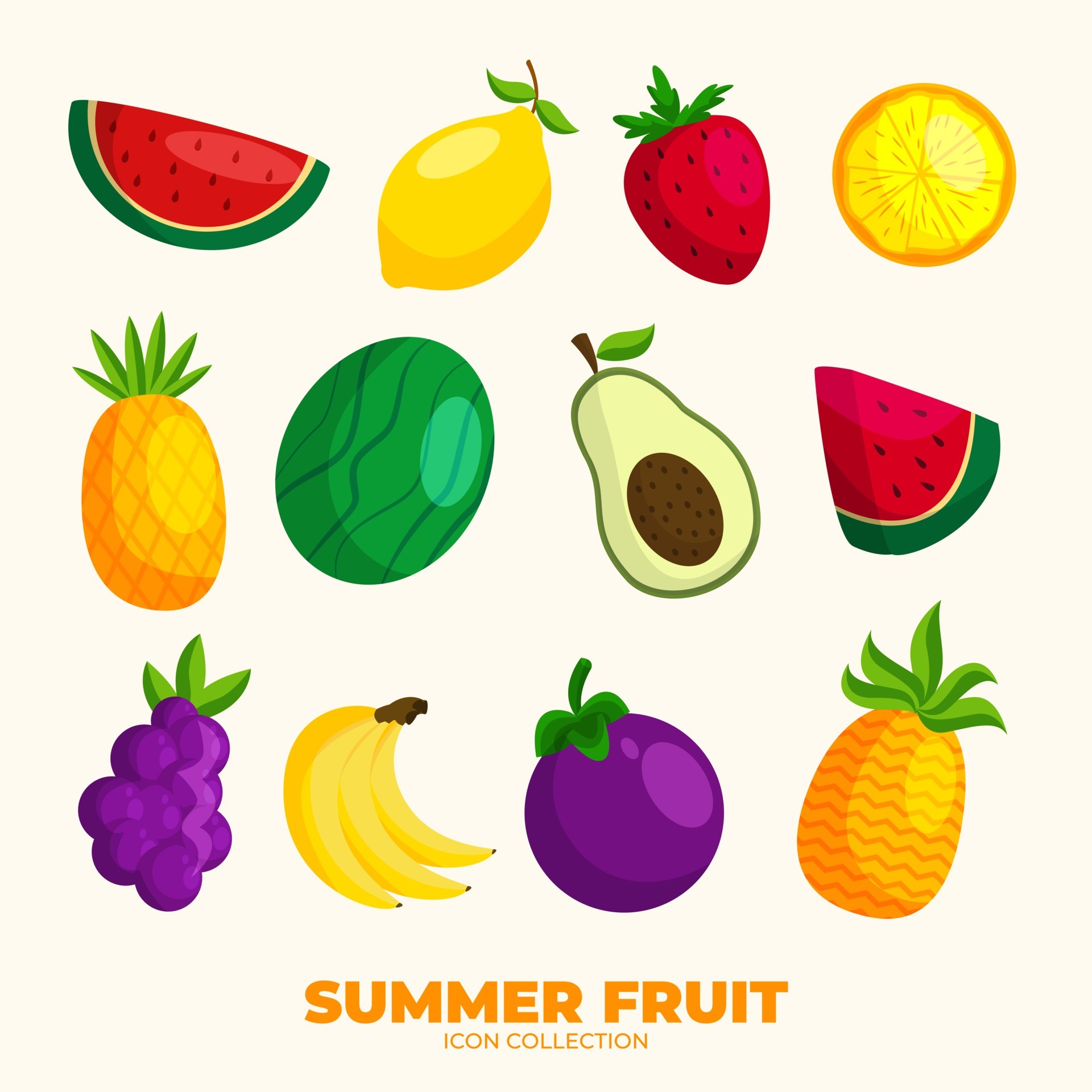 夏季常见水果图标0