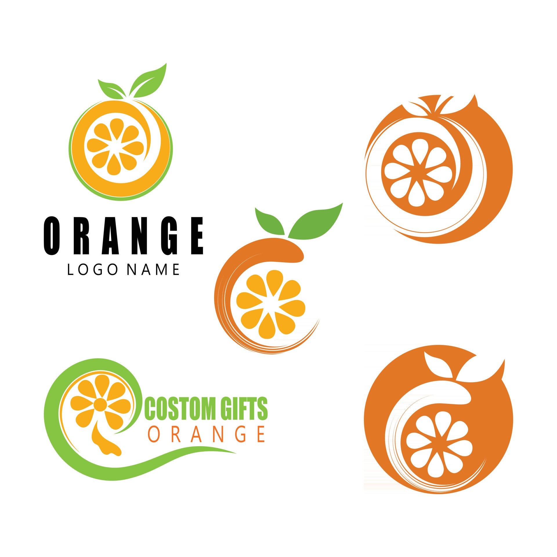 橙果柠檬与漩涡设计logo0