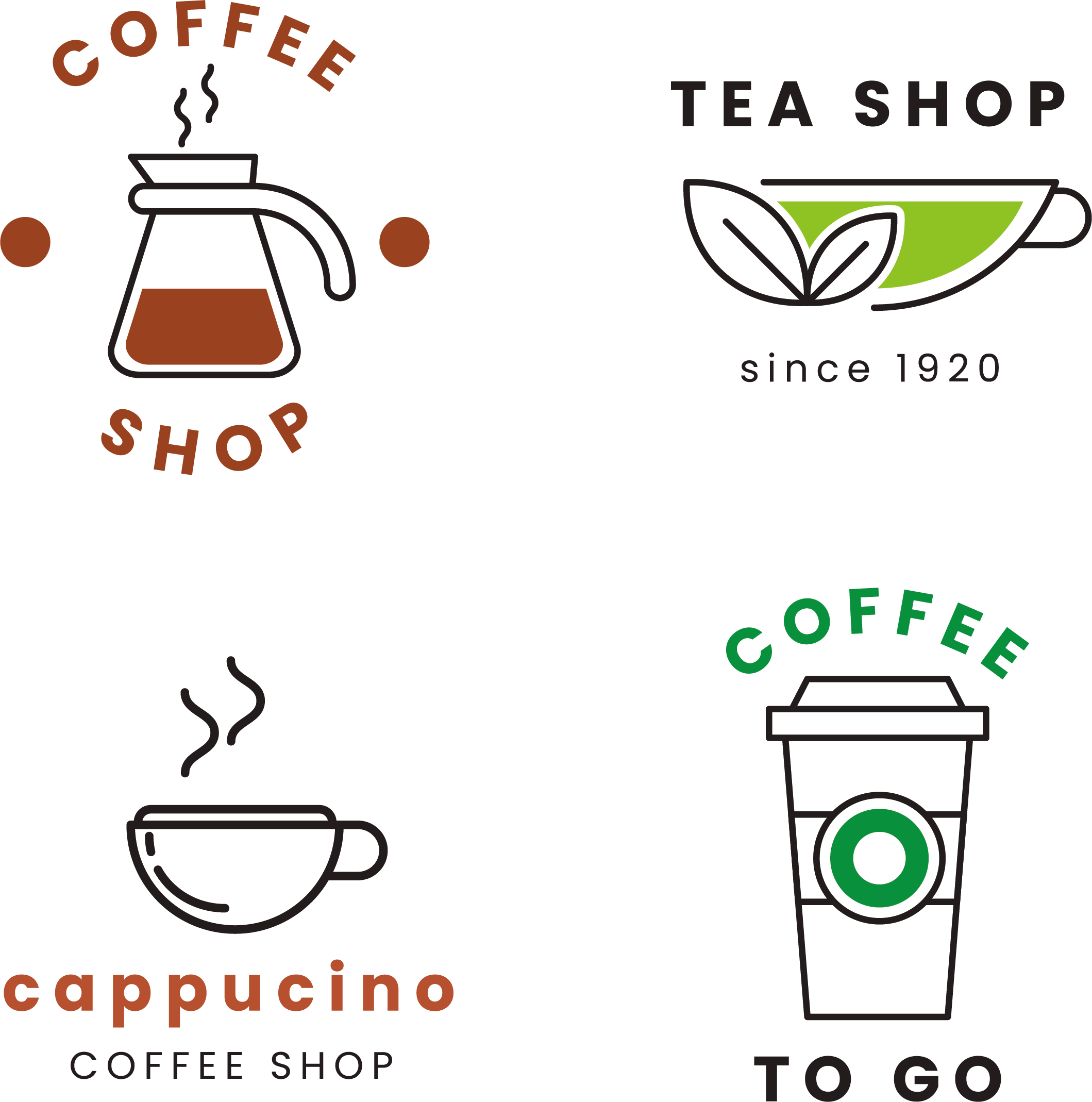 关于咖啡和茶的四款logo0