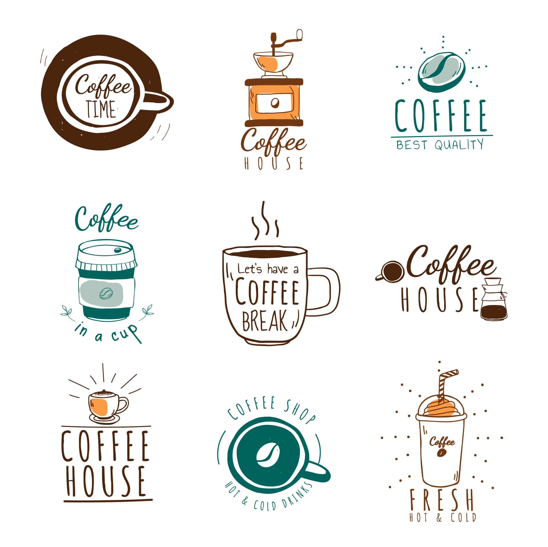 一组咖啡logo设计图案0