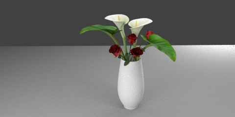 马蹄莲玫瑰花瓶模型0
