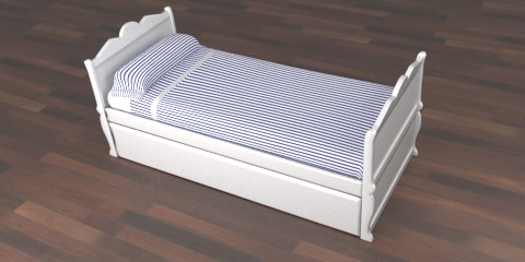 白色儿童床模型0