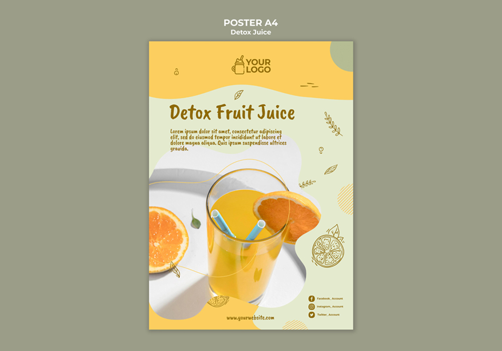橙汁饮料海报模板0