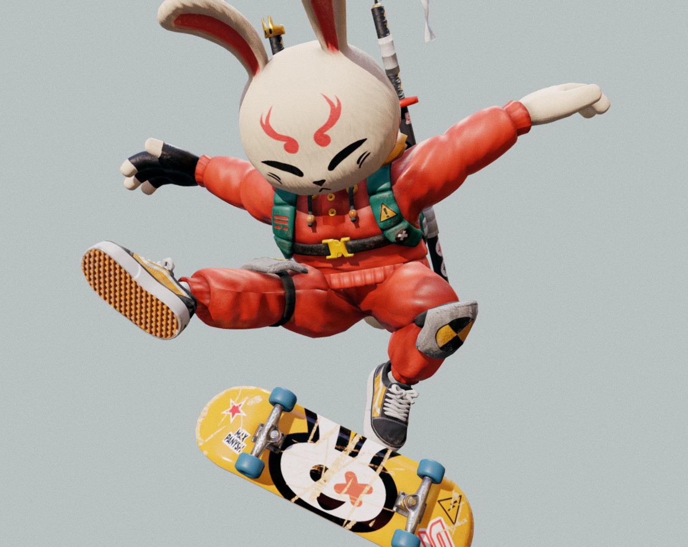兔子武士滑板手3d模型0