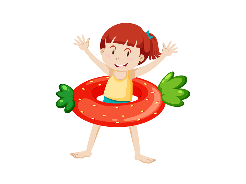 草莓游泳圈和小女孩0