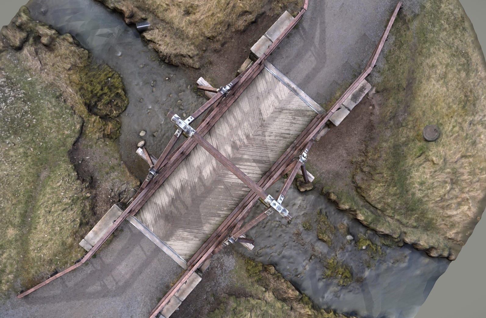 小河上搭建的木桥3d模型2