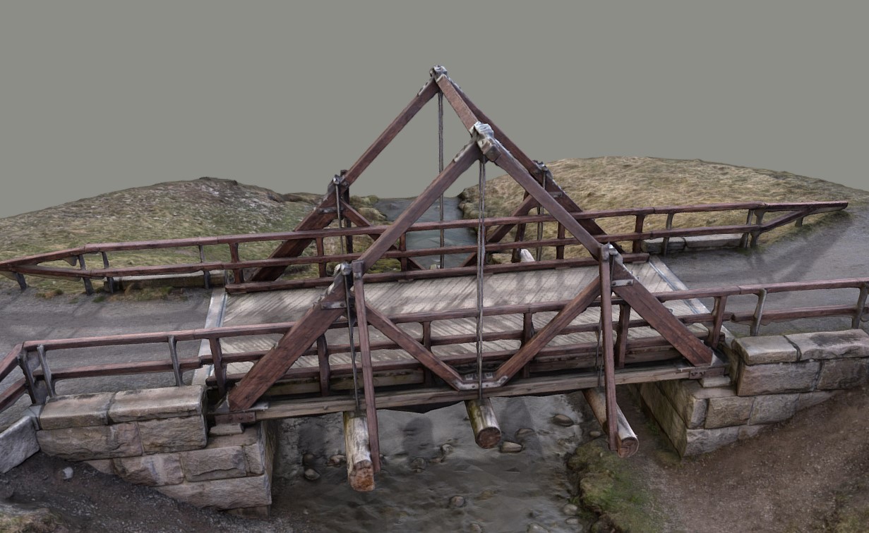 小河上搭建的木桥3d模型1