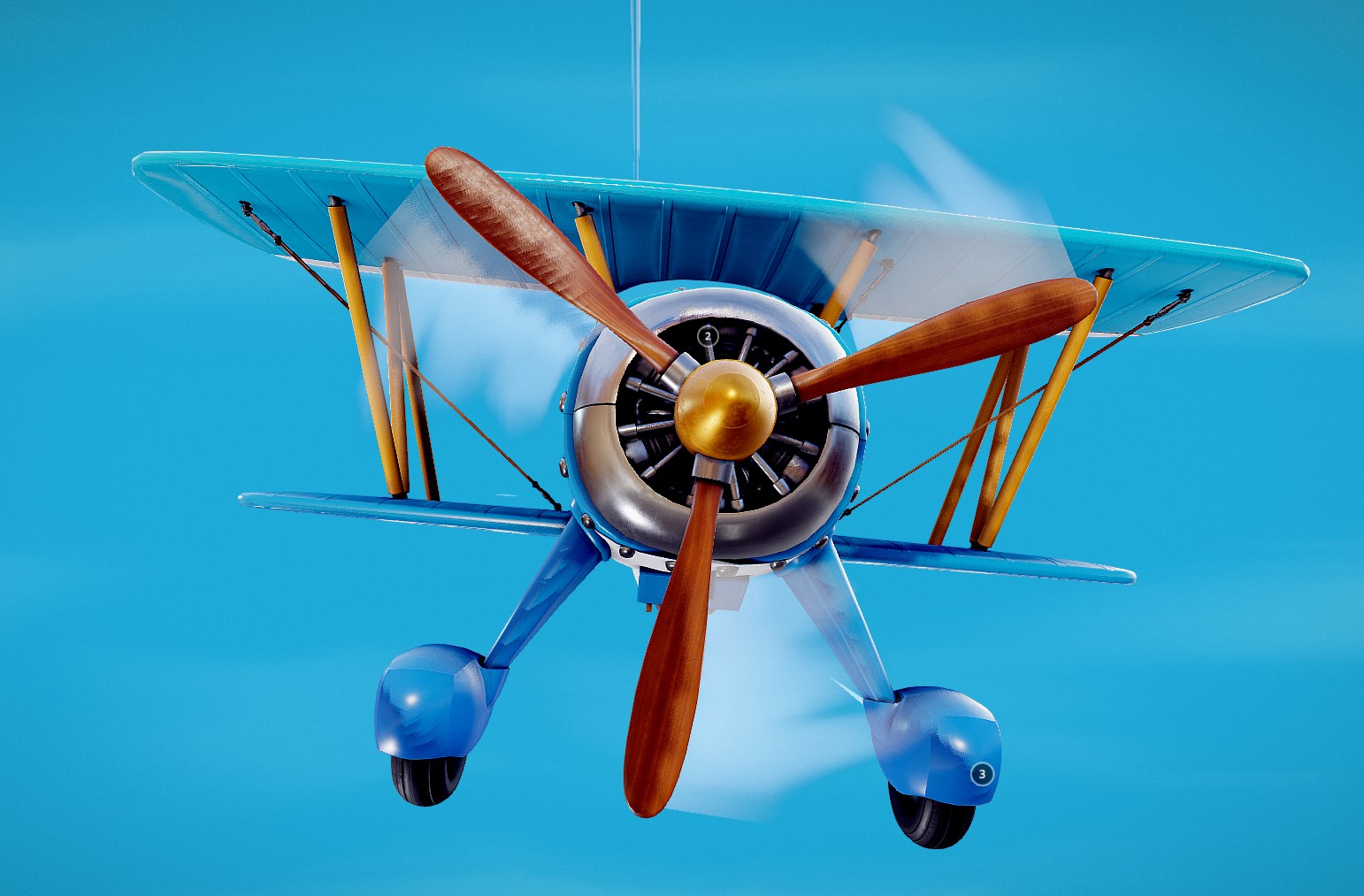 蓝色复古双翼飞机1