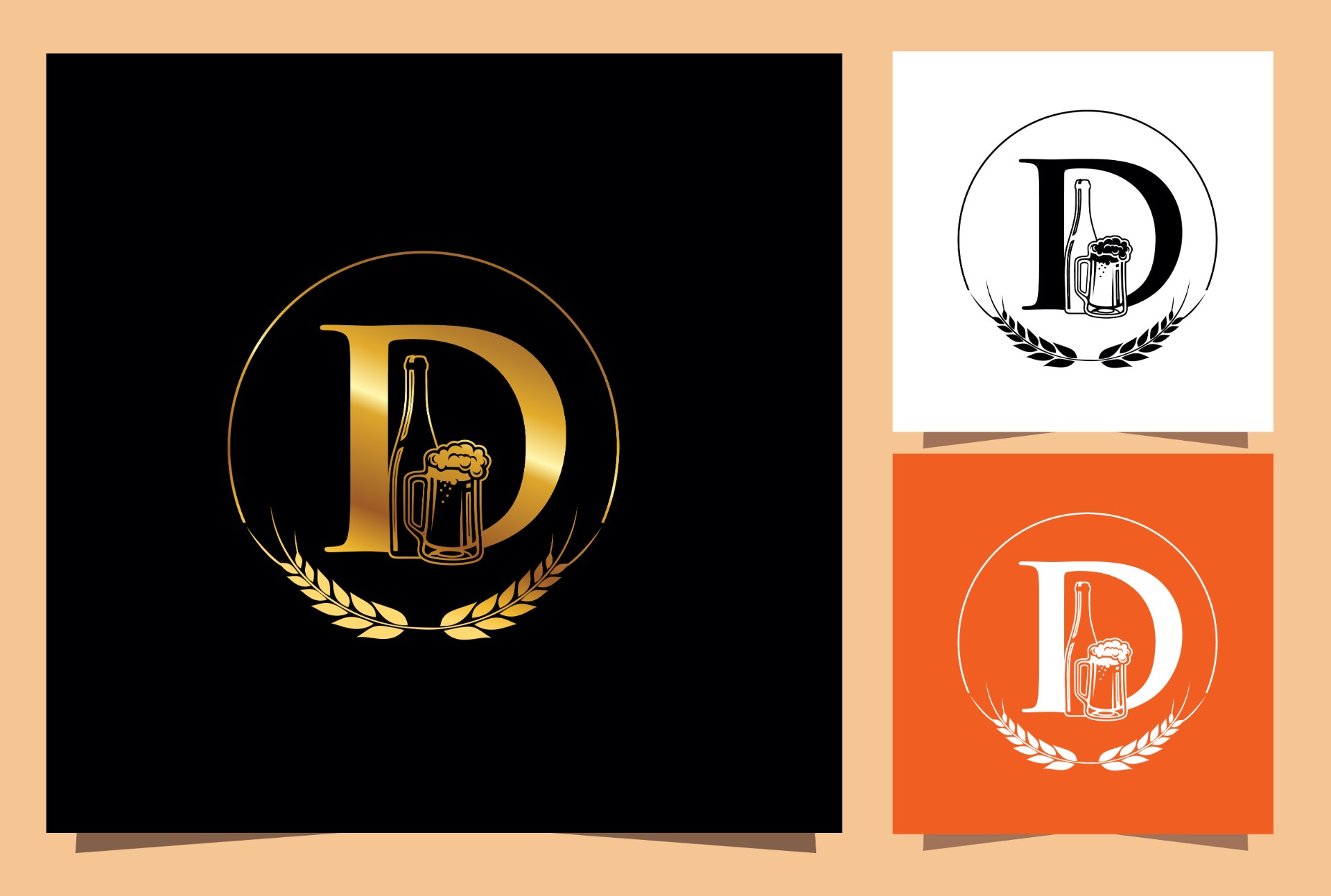 字母D与啤酒logo0