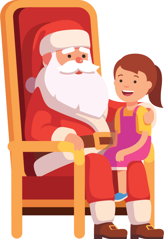 坐在圣诞老人腿上的女孩插图0