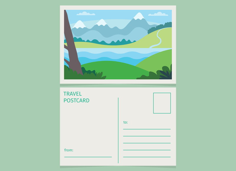 旅游卡通明信片模板0