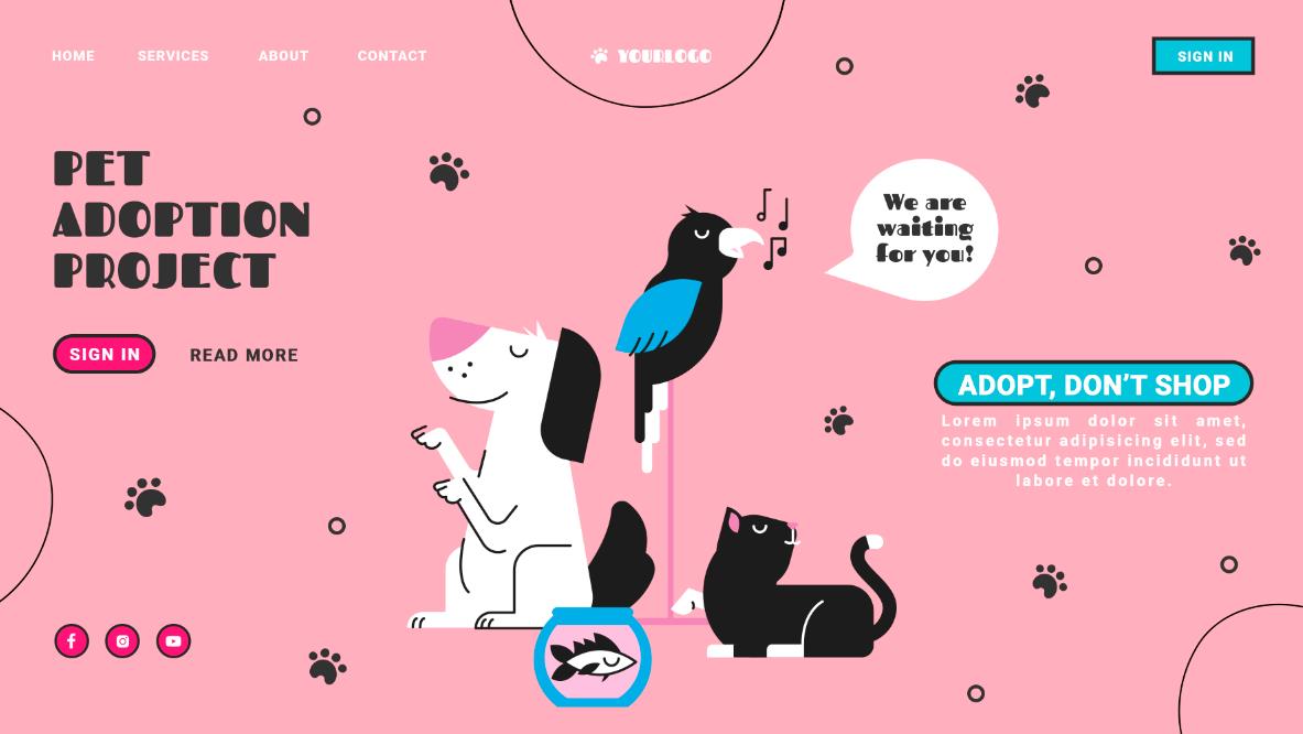 粉色宠物领养网站模板0