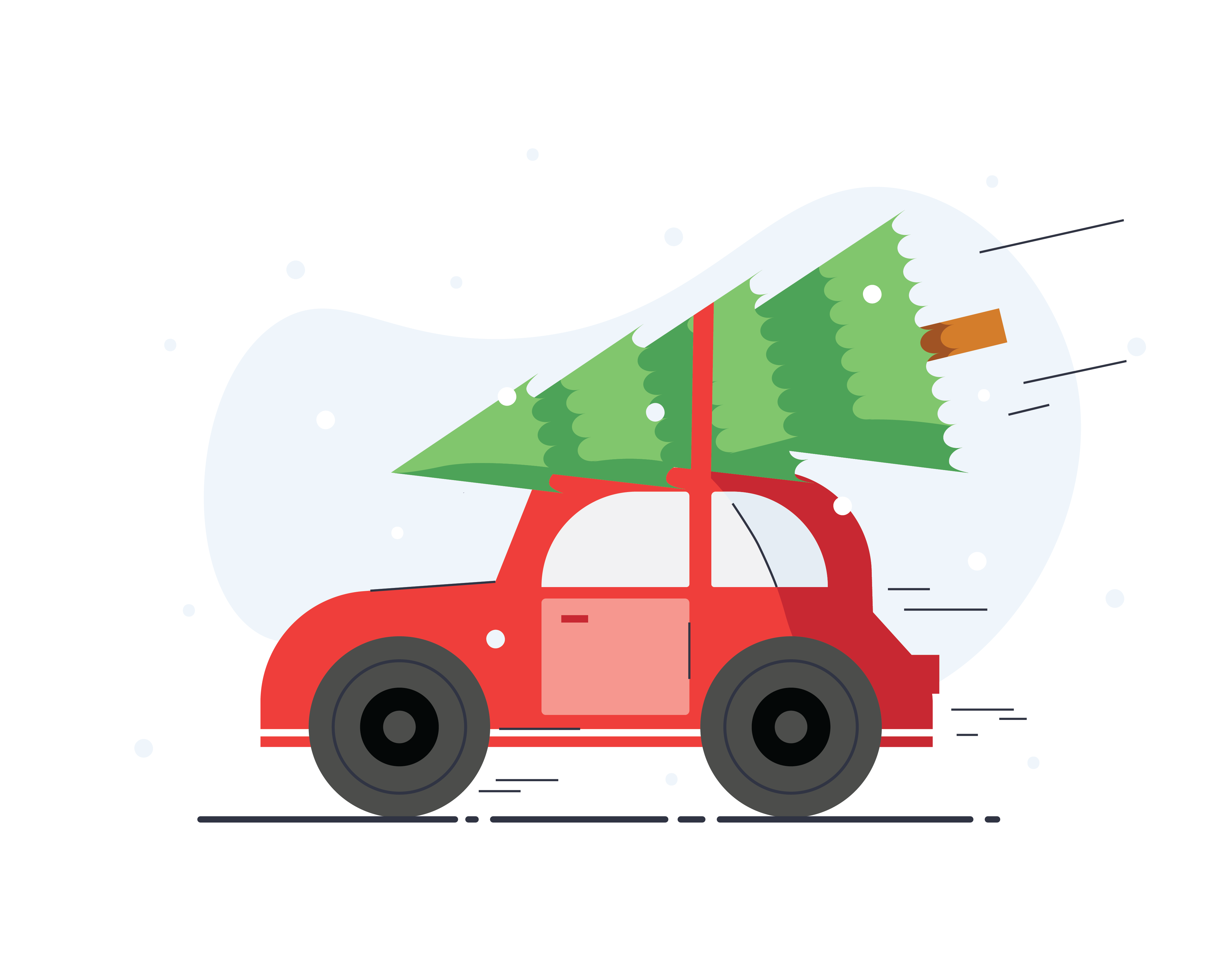 载着圣诞树的车辆插图0