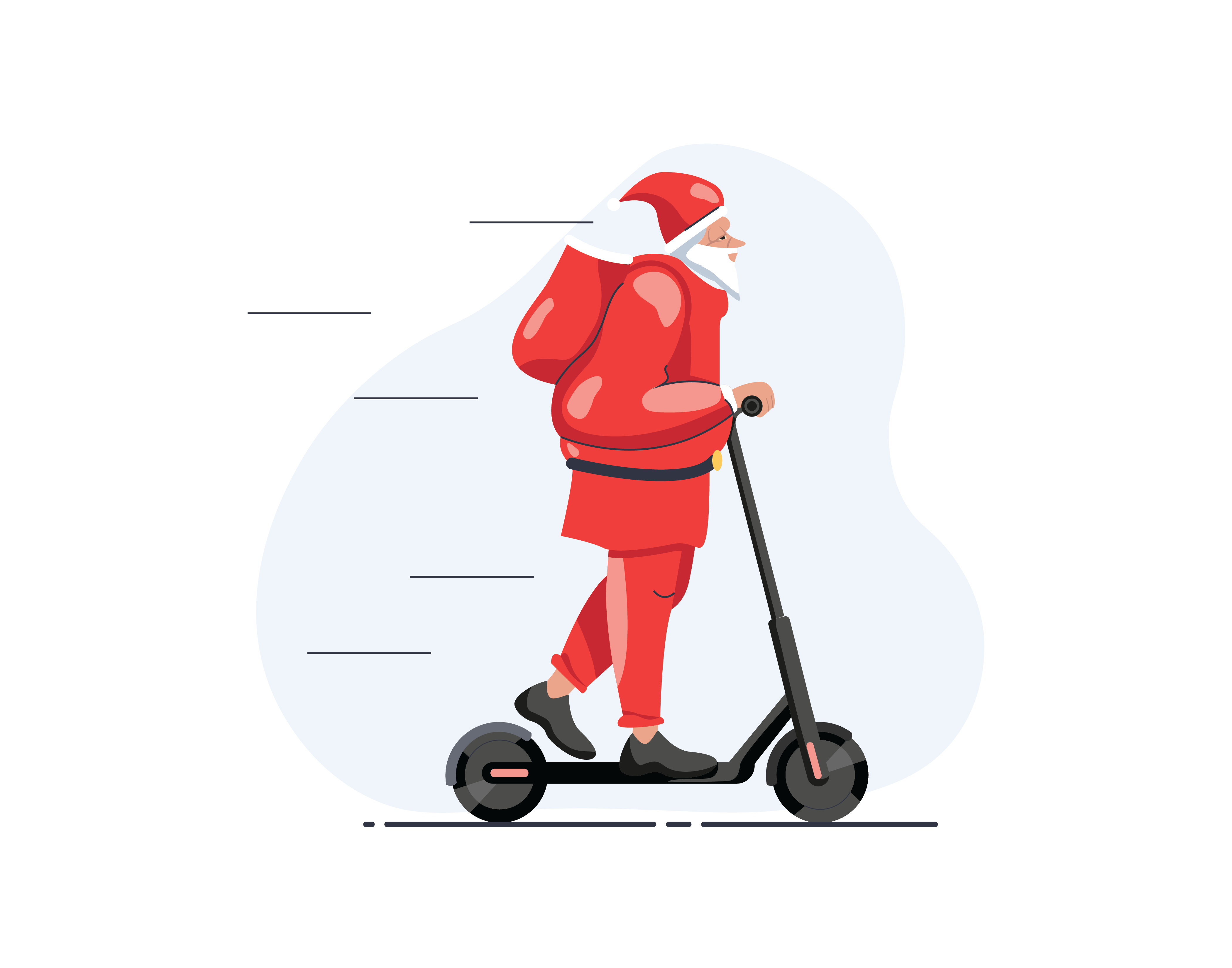 骑滑板车送礼物的圣诞老人插图0