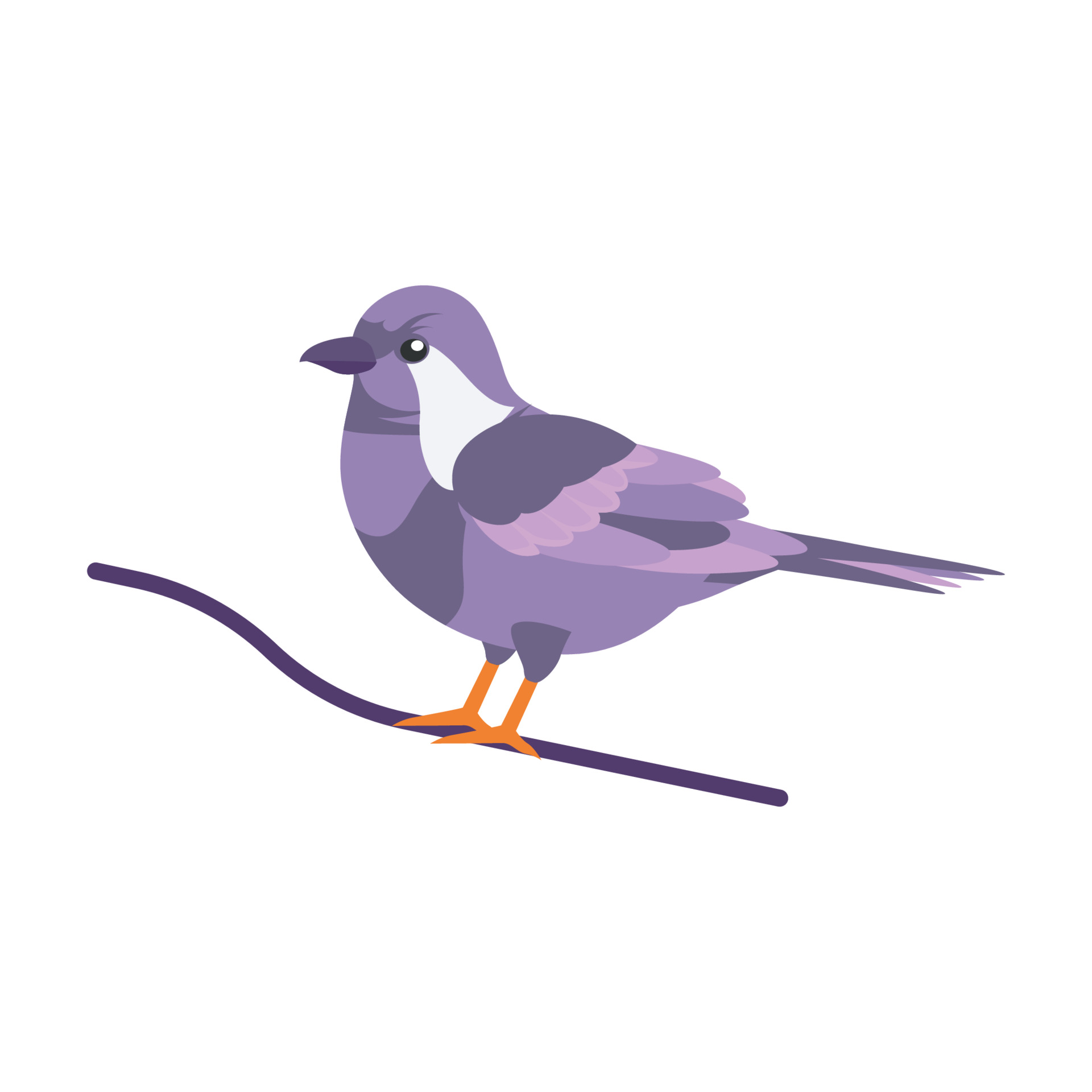 卡通鸟紫色时尚剪纸插图0