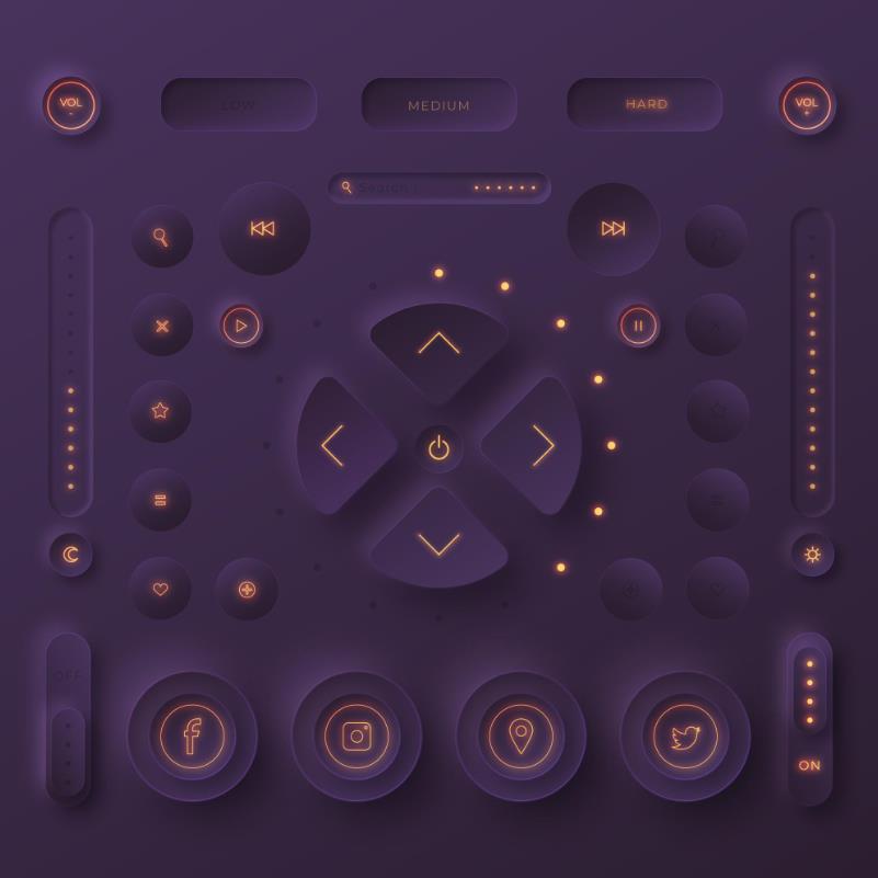 紫色发光ui图标按钮0