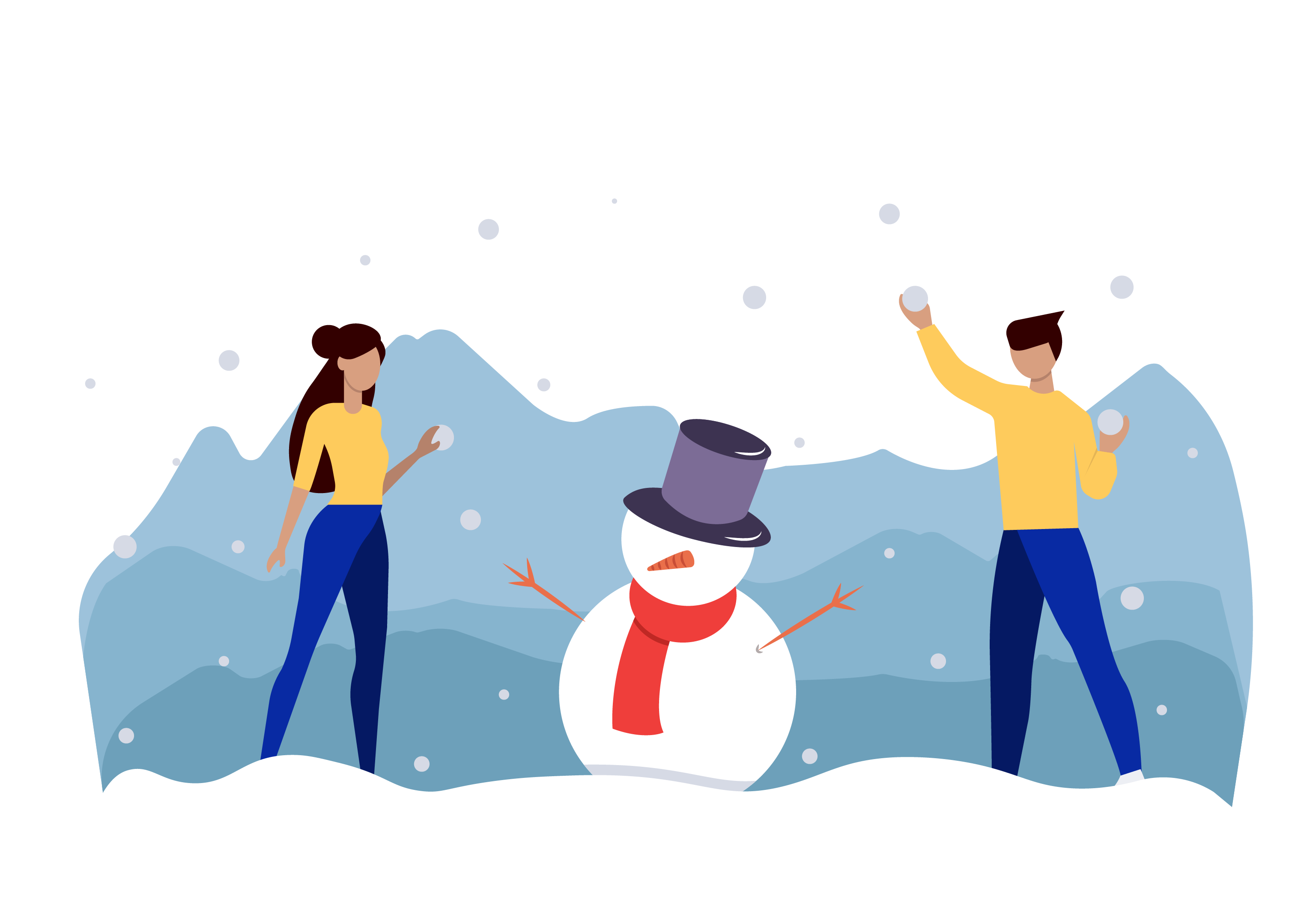 圣诞在外玩雪的两人插图0