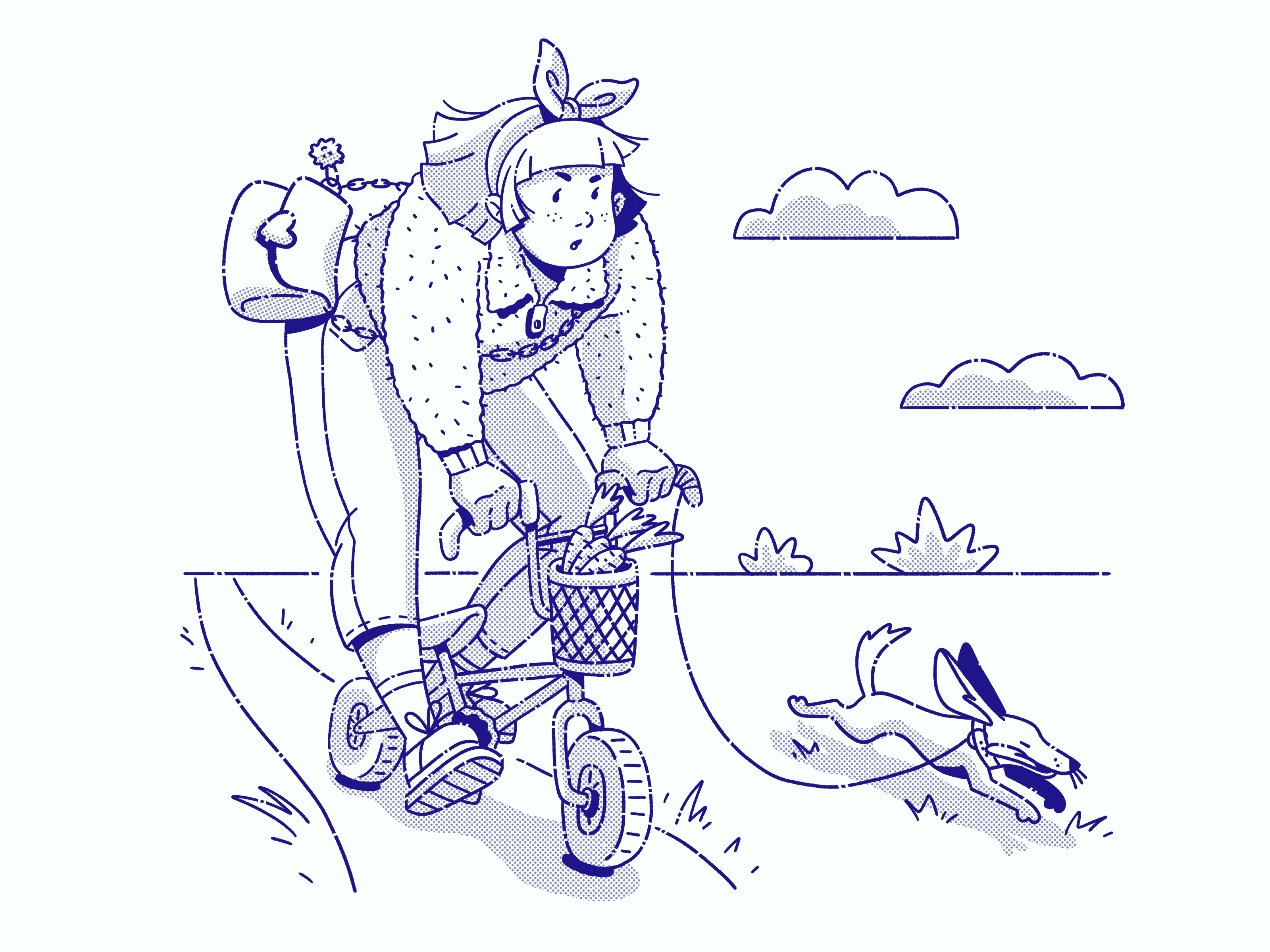 骑脚踏车遛狗的女孩插图1