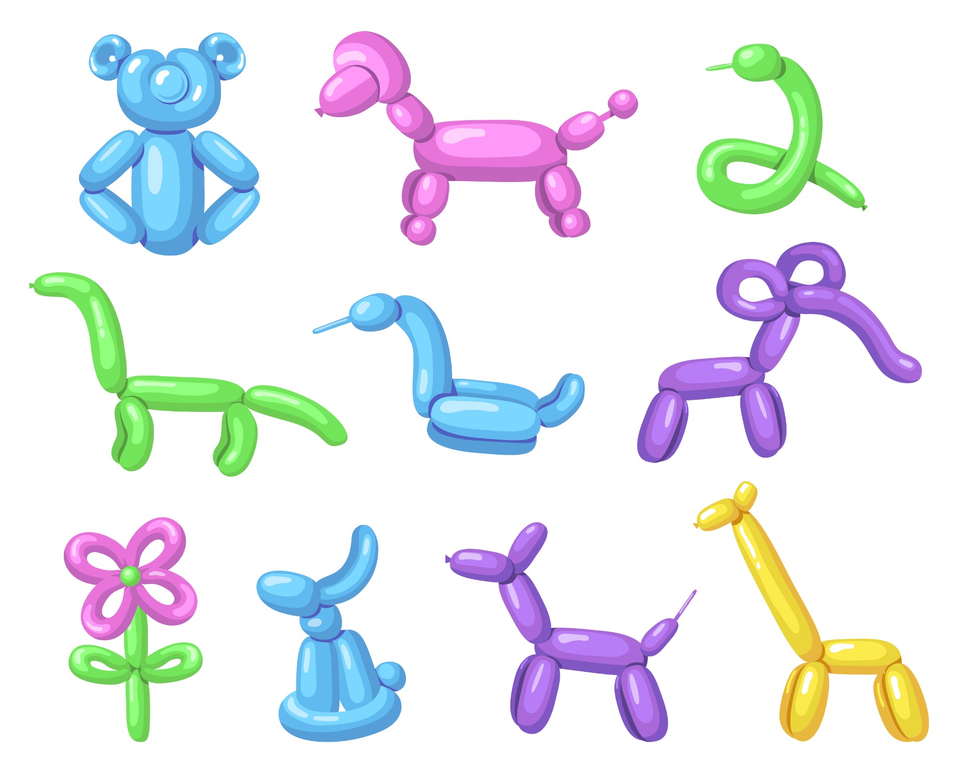 各种气球动物插画0