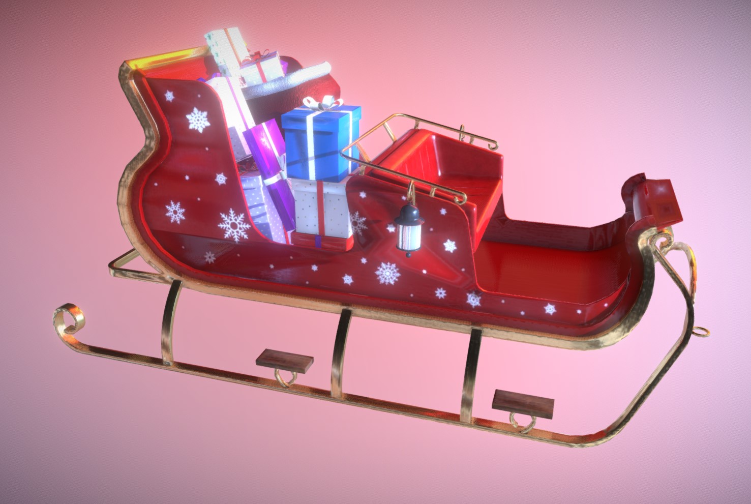 载满圣诞礼物的雪橇车 2