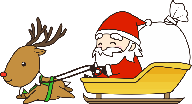带着礼物的圣诞老人和驯鹿插图0