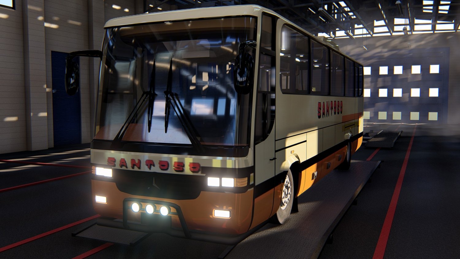 有奔驰标的巴士3D模型1