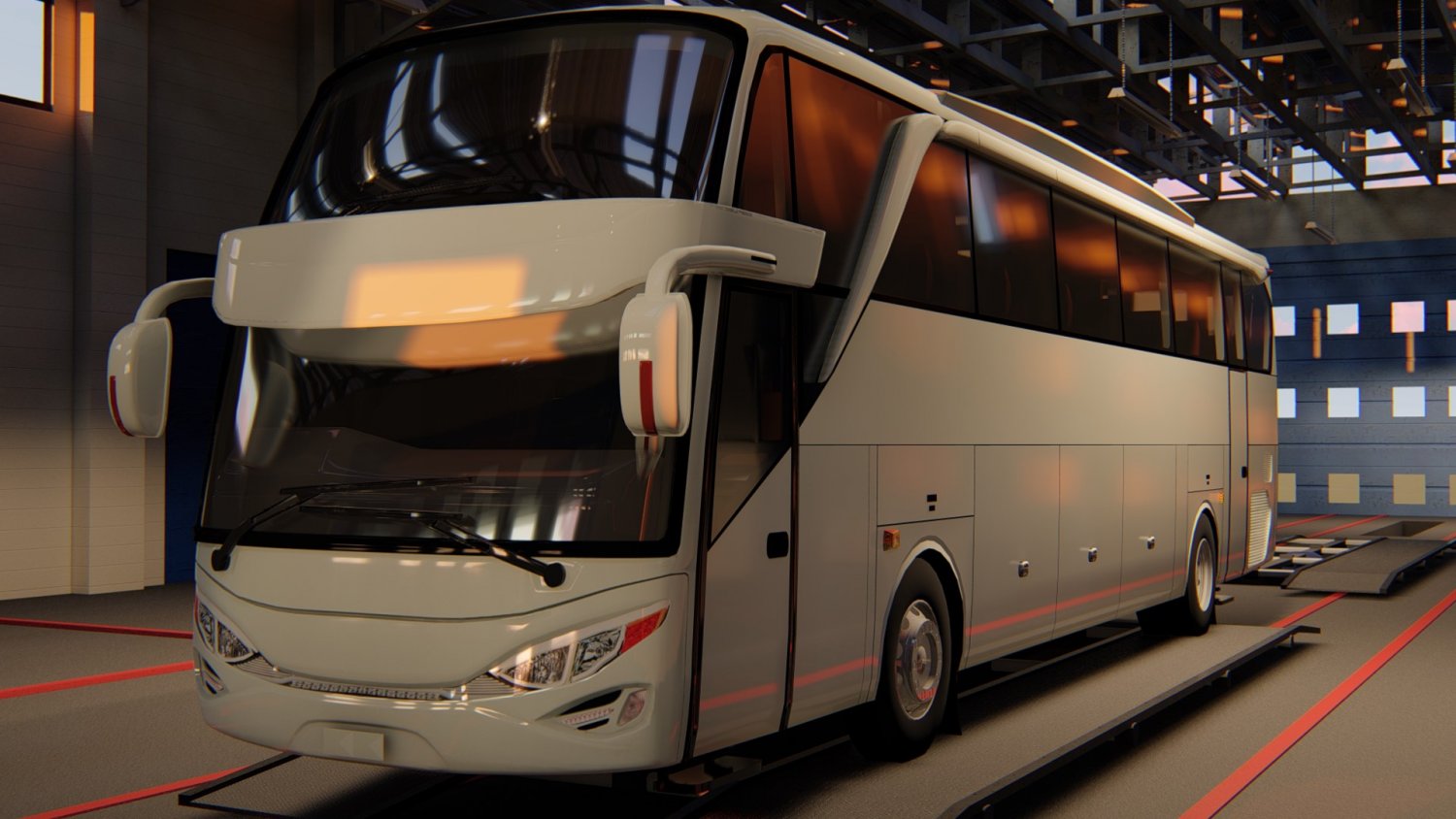 灰白色巴士3D模型1