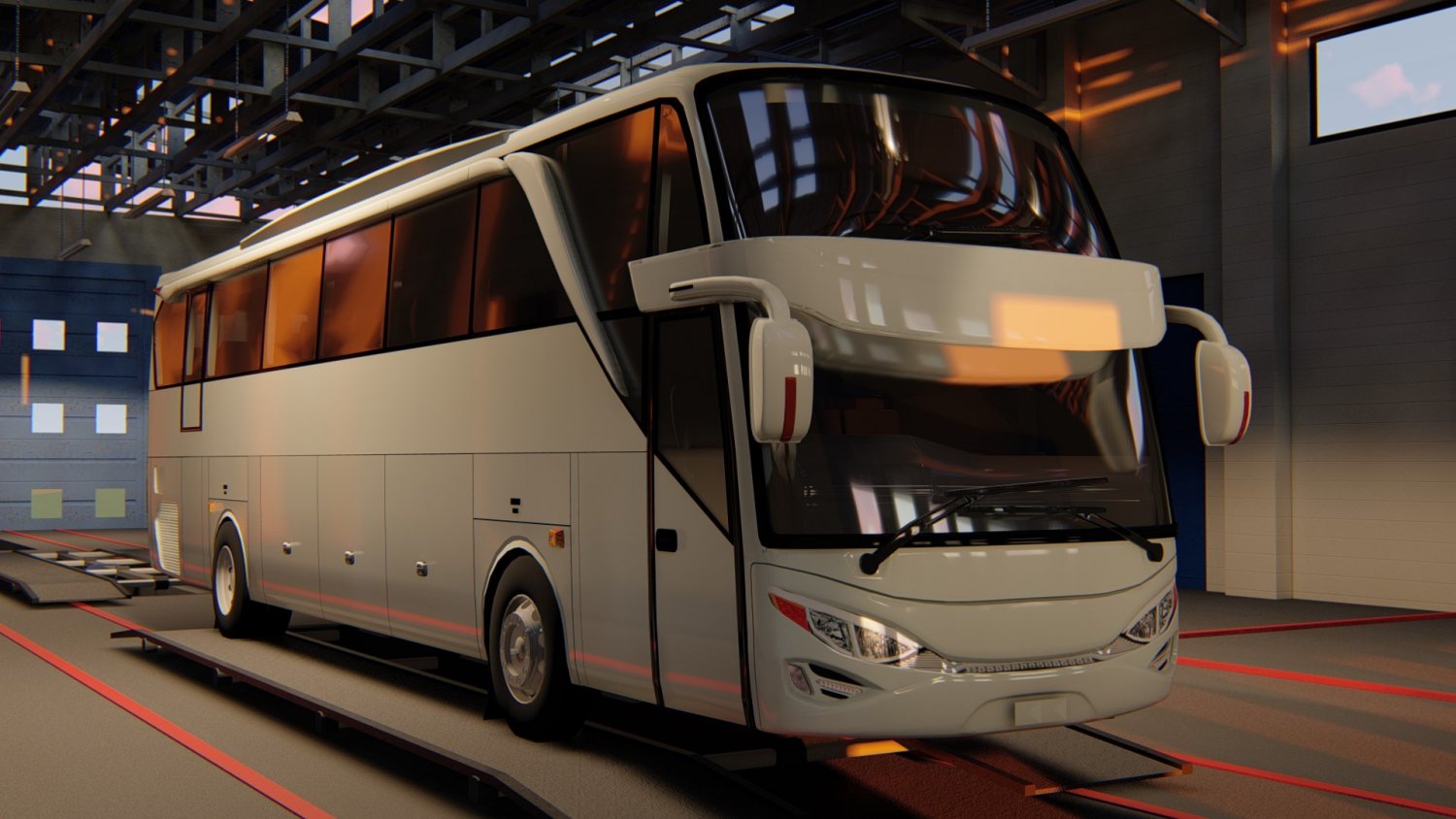 灰白色巴士3D模型0