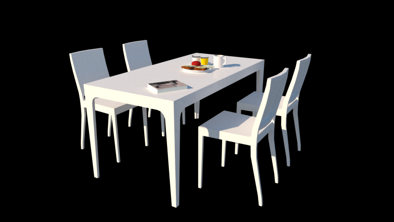 白色餐座椅3D模型1