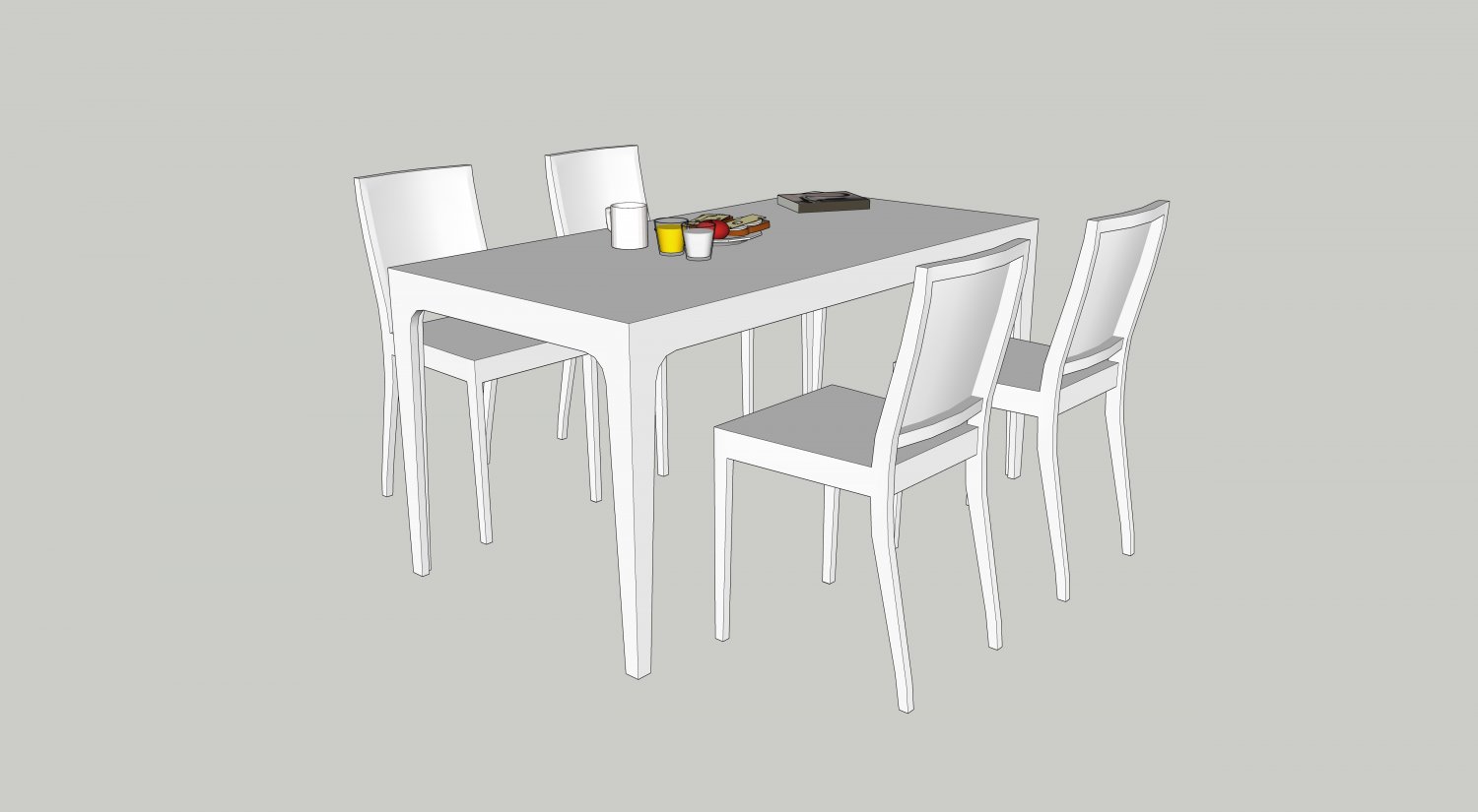 白色餐座椅3D模型0