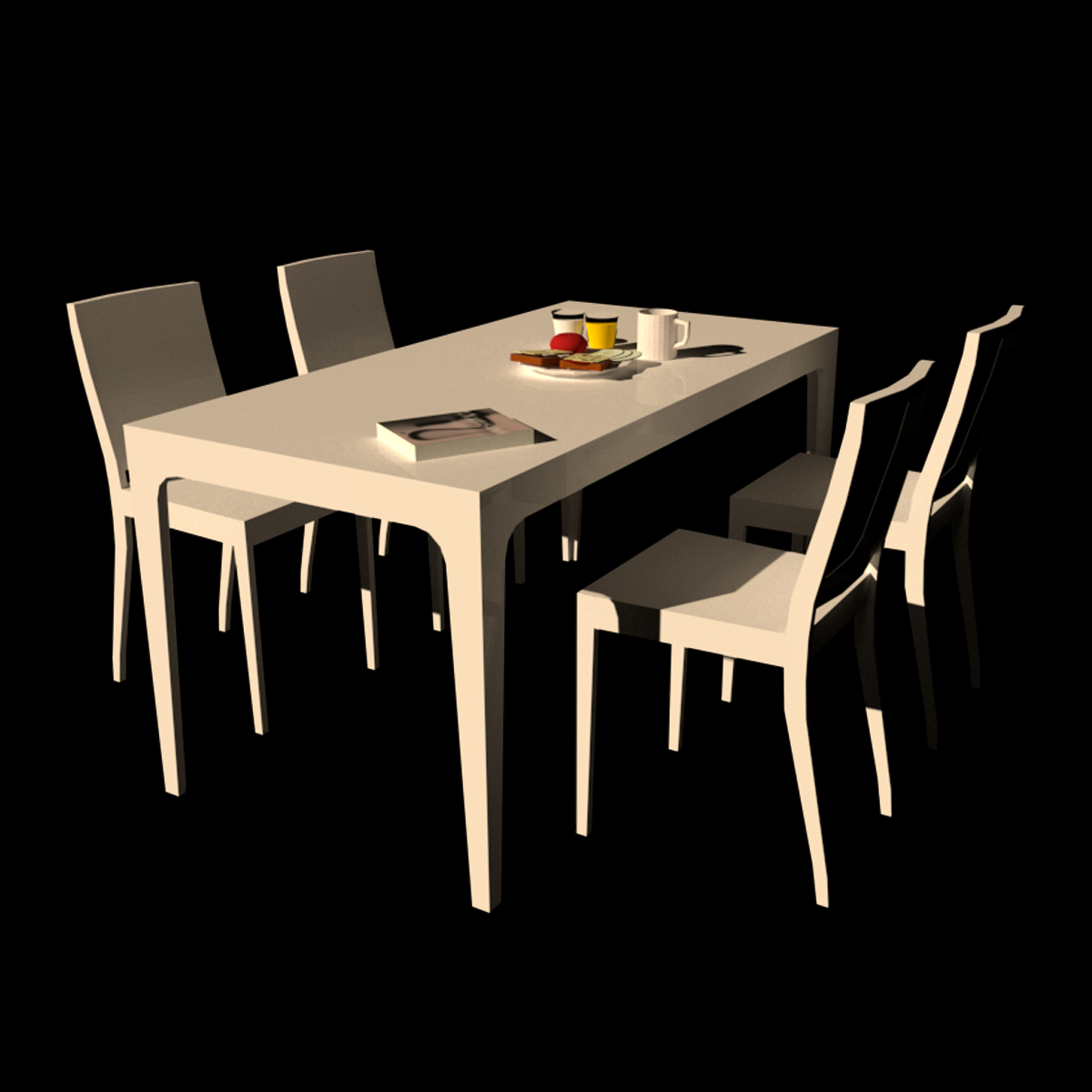 白色餐座椅3D模型2