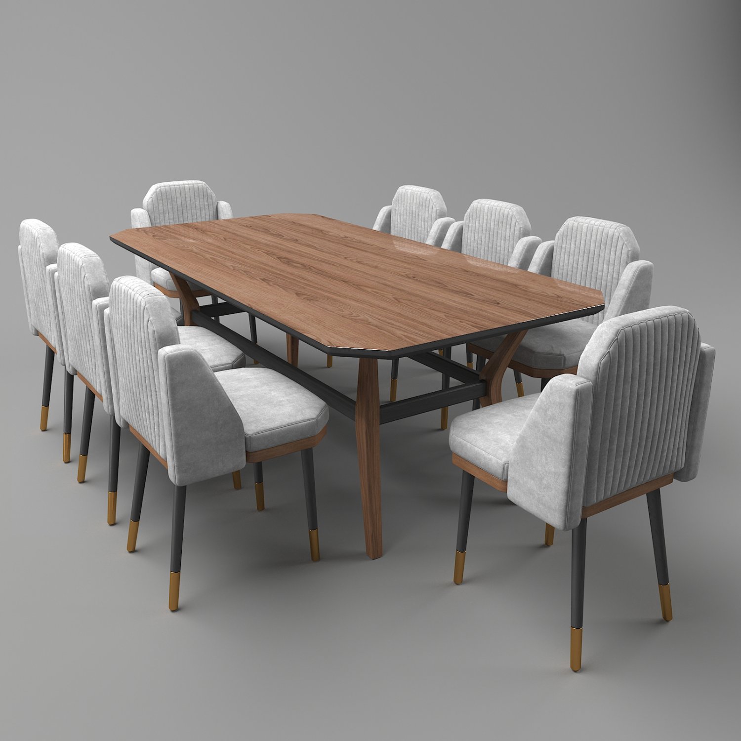 软包椅子和餐桌3D模型1