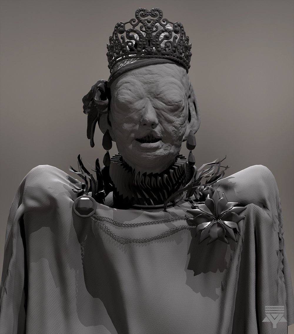 异形女皇半身像3D模型3
