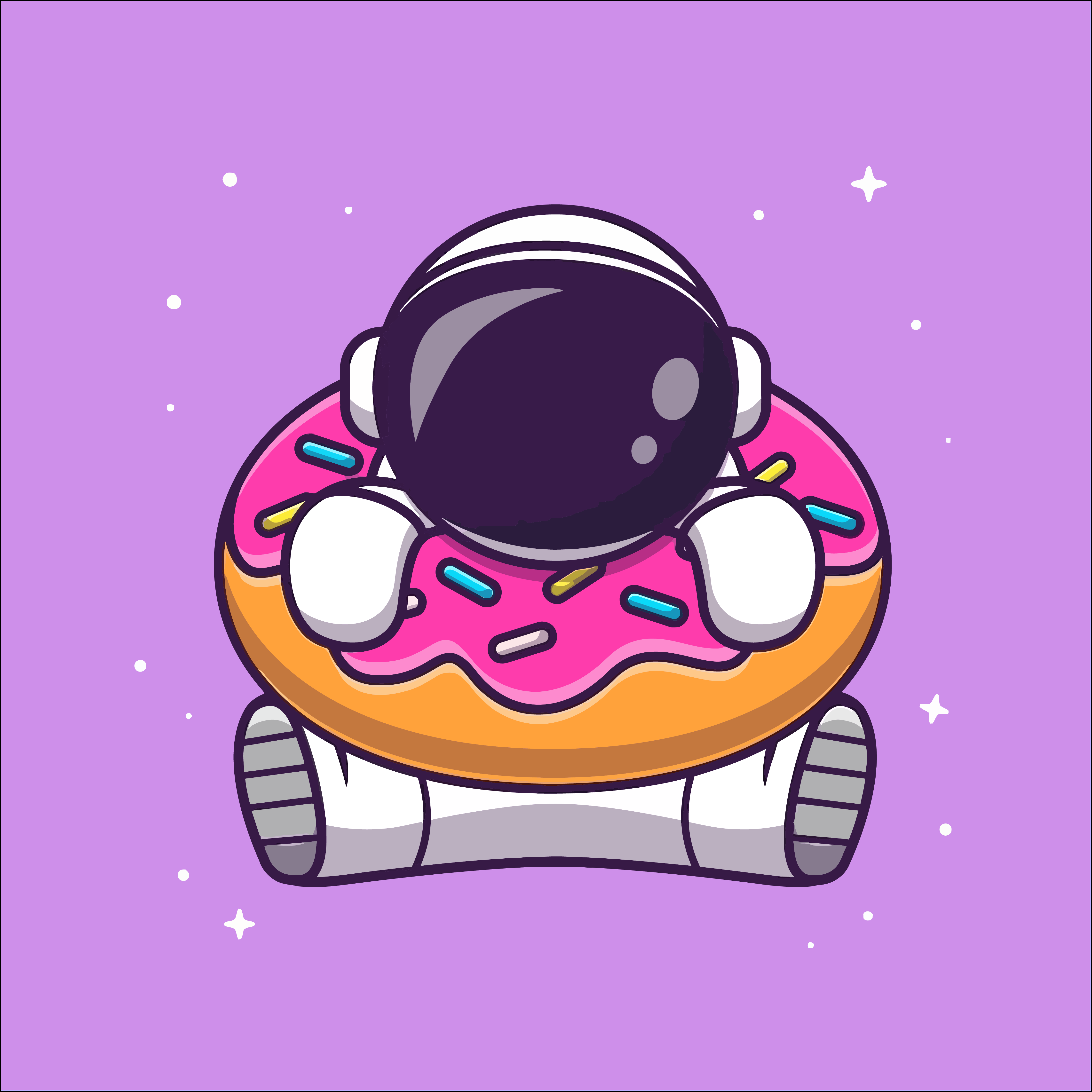 套着甜甜圈的宇航员插图0