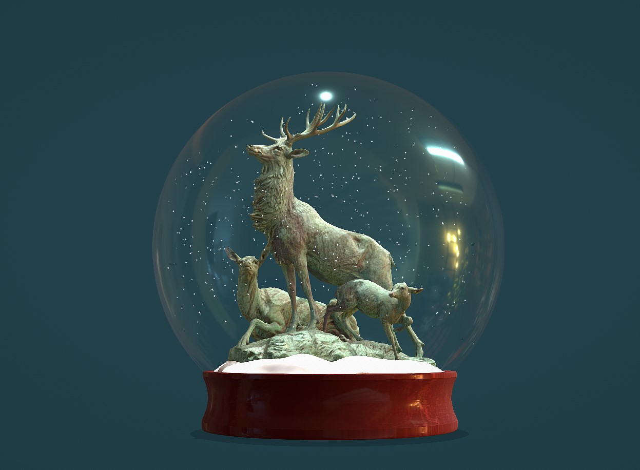 圣诞节水晶球中麋鹿3d模型0