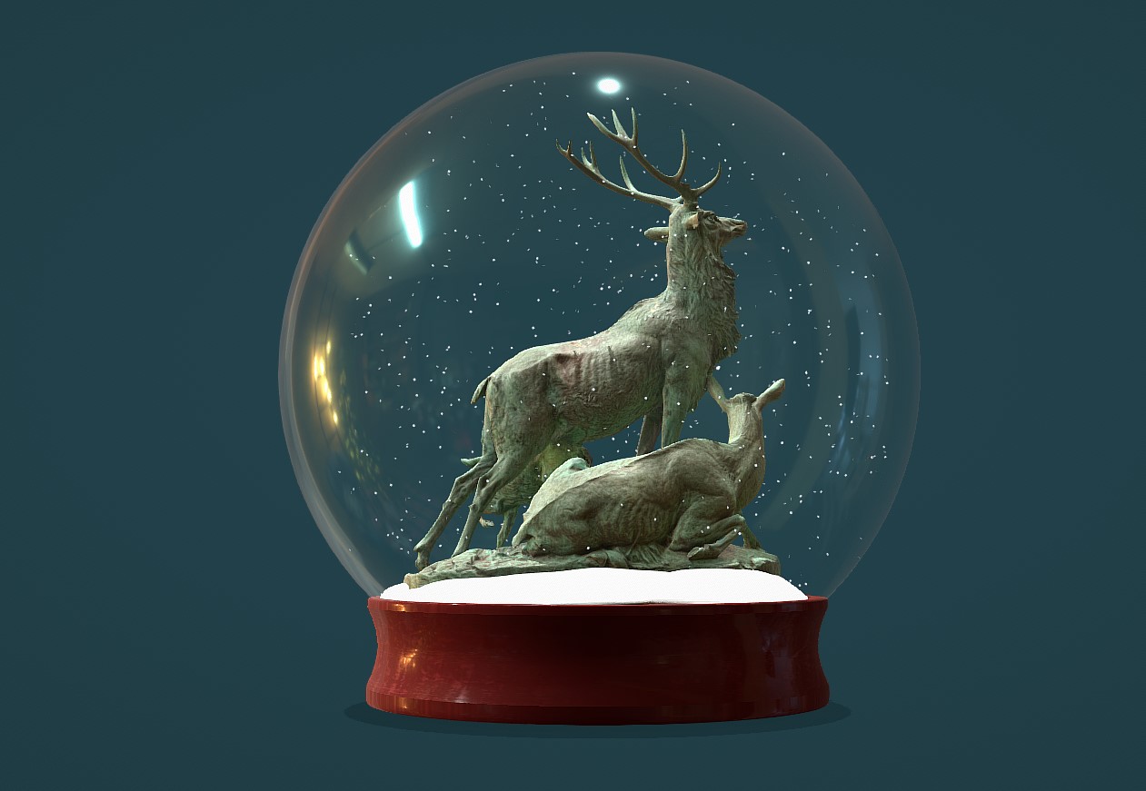 圣诞节水晶球中麋鹿3d模型2