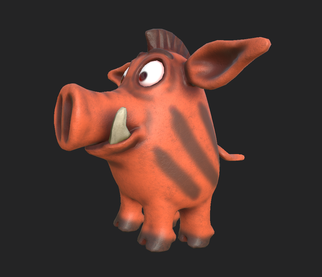 卡通野猪3D模型0
