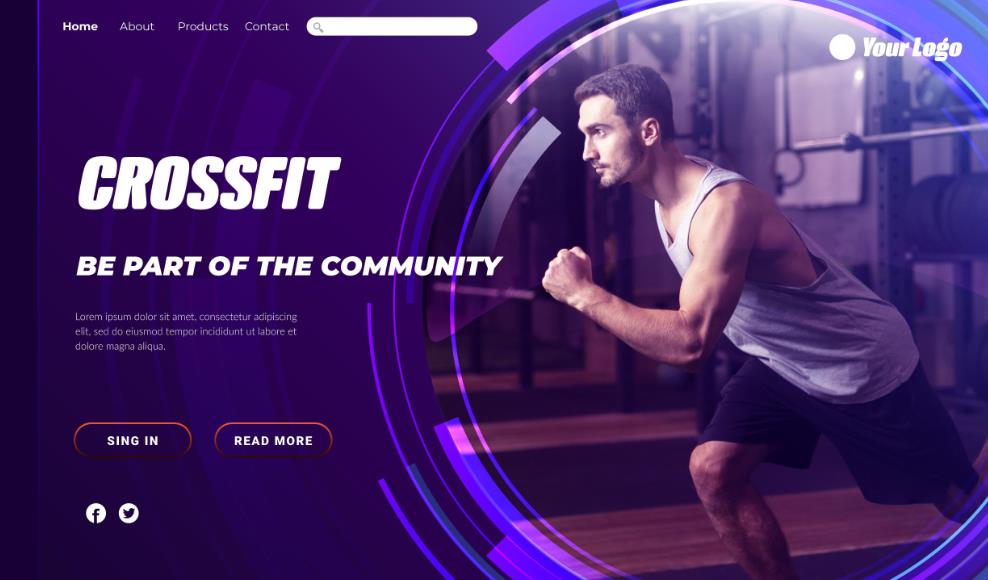 紫色运动健身网站模板0