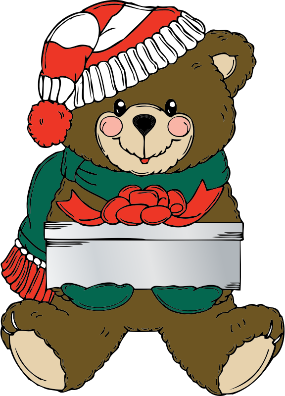 抱着礼物的圣诞泰迪熊插图0