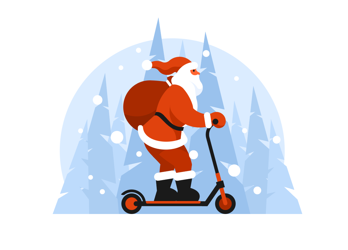 骑滑板车的圣诞老人插图0