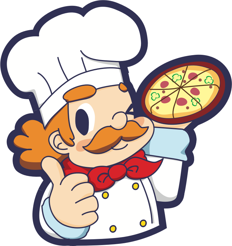 拿着披萨的厨师贴纸插图0