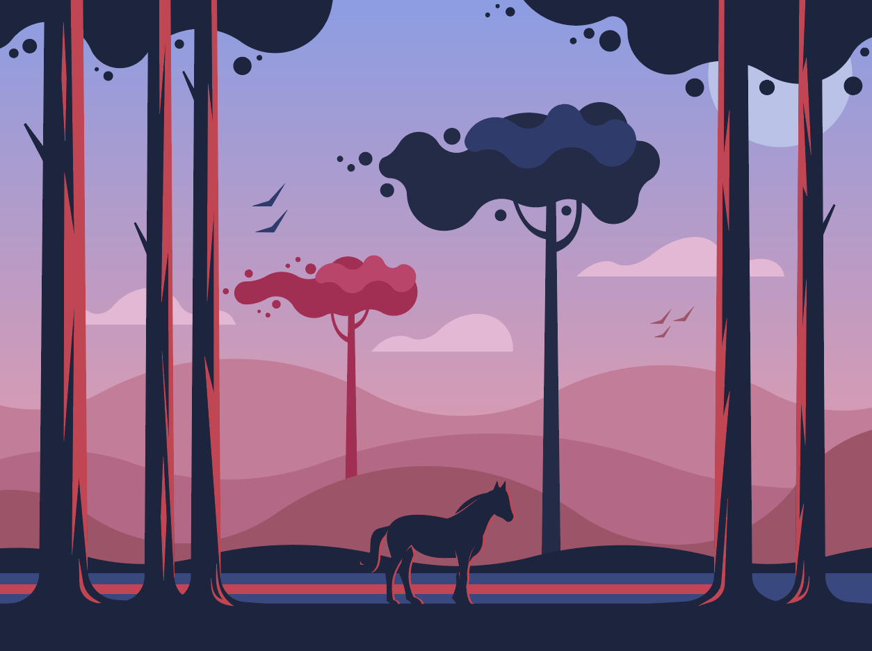黎明时分在林中散步的马插图0