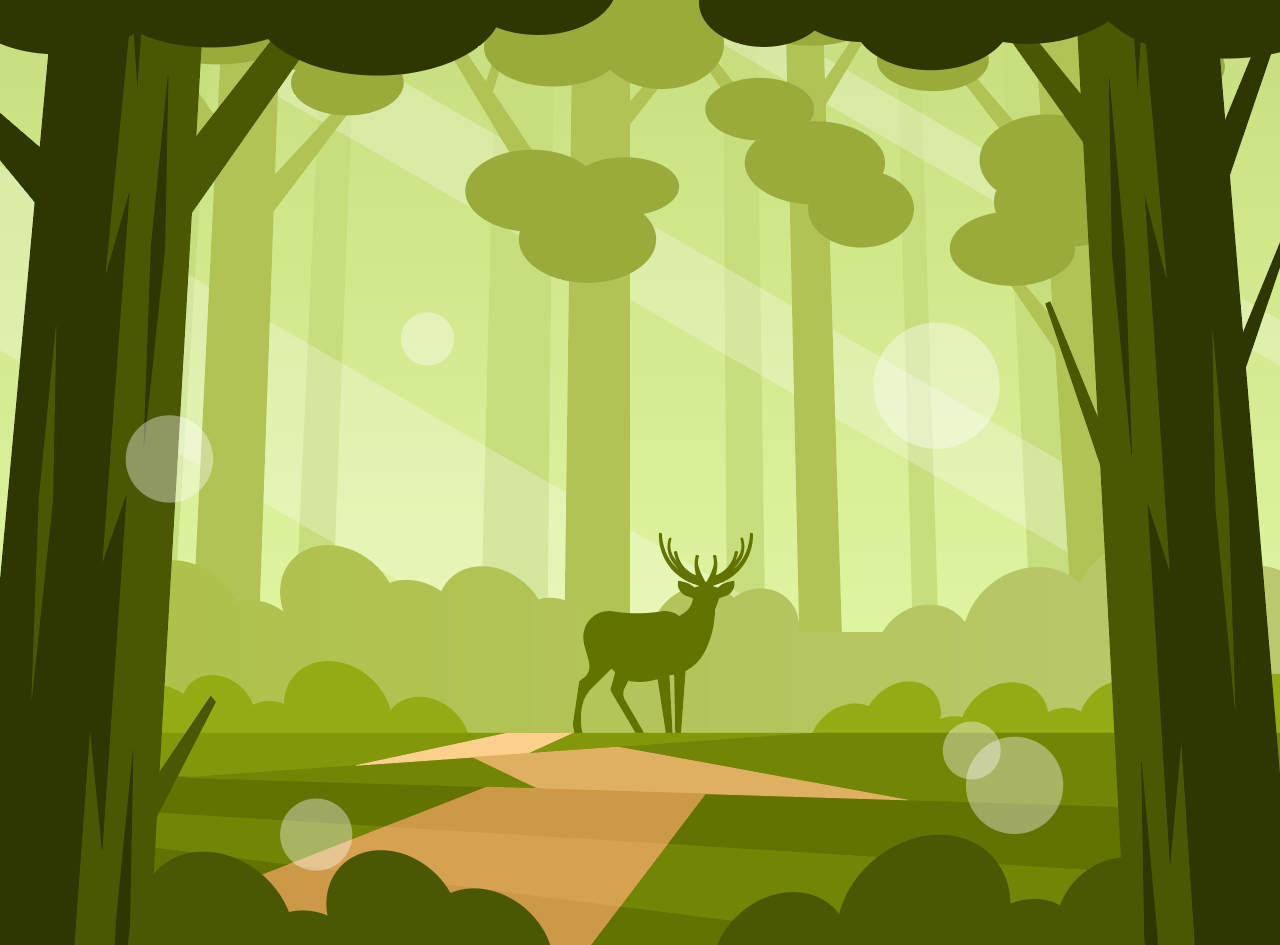 森林中鹿的剪影插图0