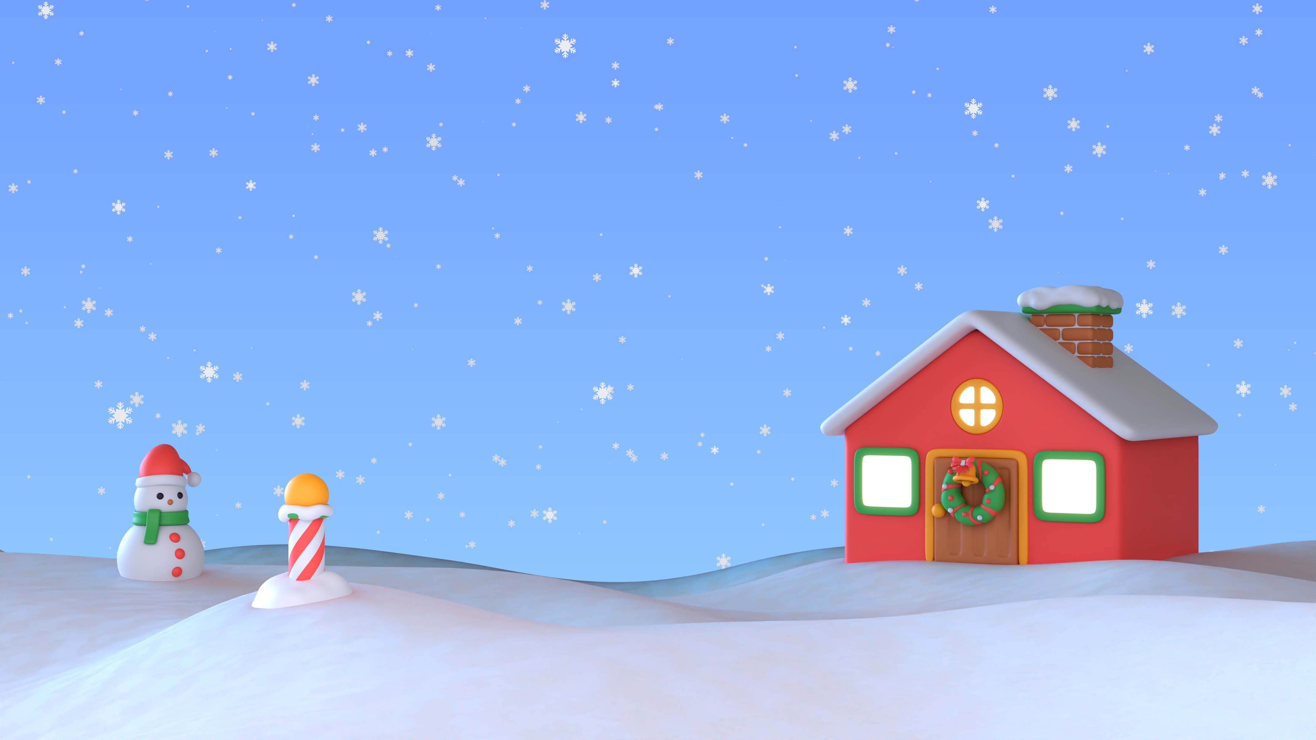 圣诞节屋外雪景3d插画0