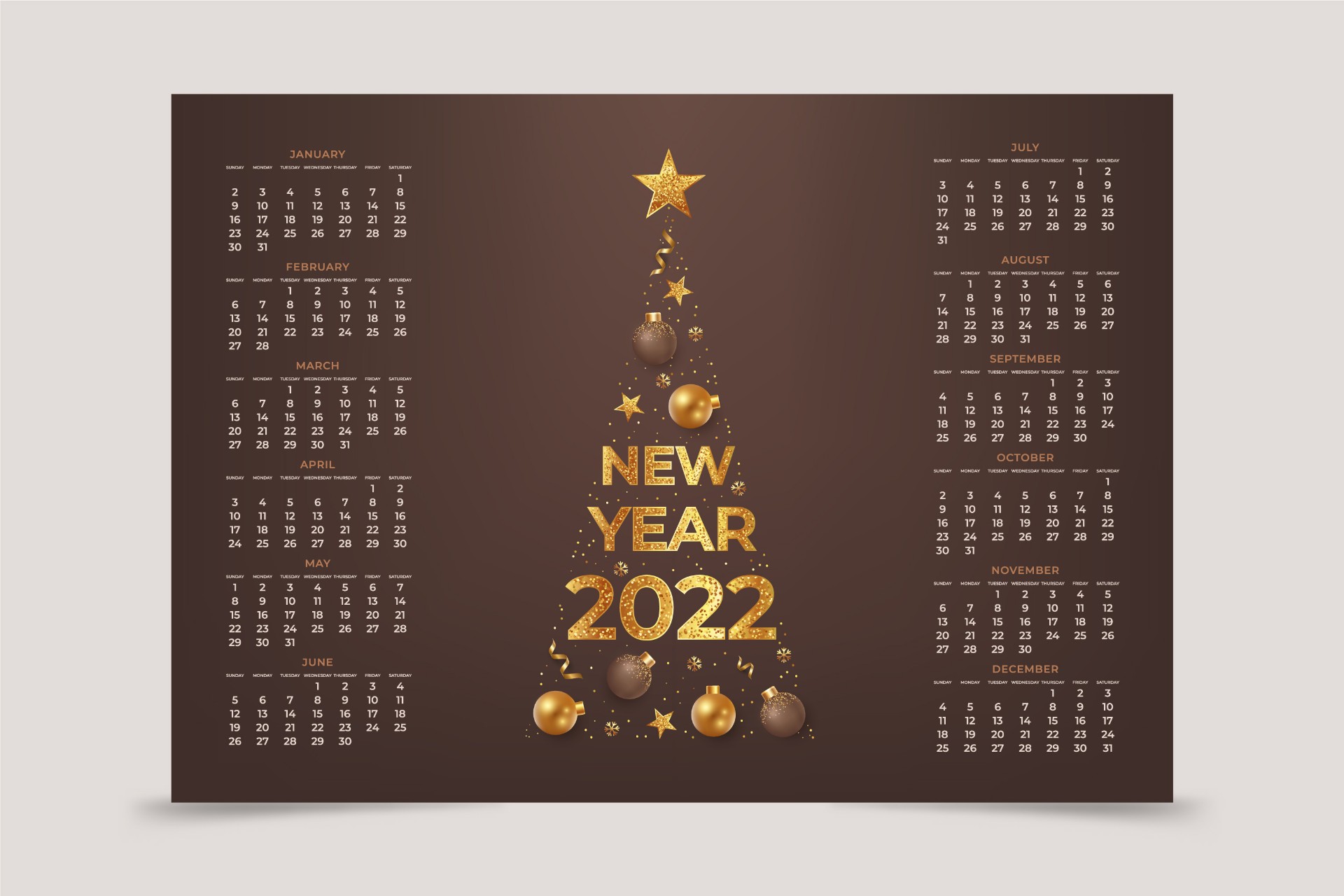 2022年圣诞树封面日历0