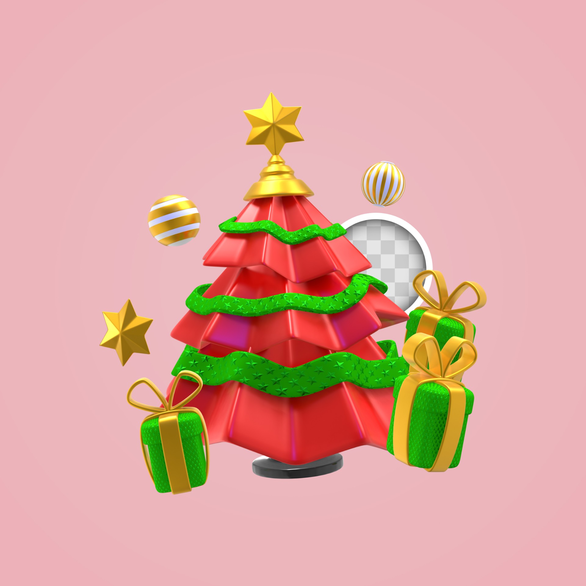 圣诞树和圣诞礼物3d插图0